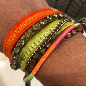 Magnetic fluorescent layered bracelet. Multi color bracelet in fun 80s colors